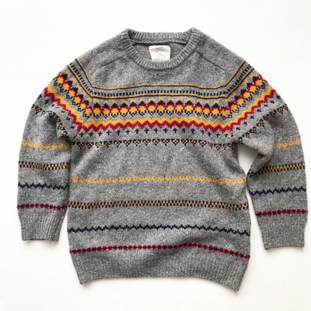 Zara gray/red/yellow knit sweater VGUC 9/10Y - Picture 1 of 2